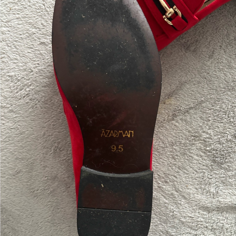 Red Loafers with Gold Accent - Picture 2 of 3